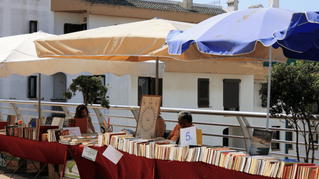 a table with books