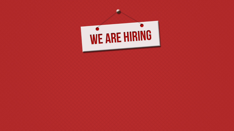 we are hiring text in red background