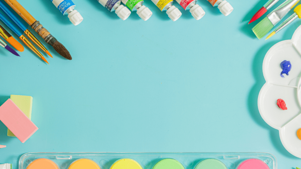 an assortment of art supplies on a table